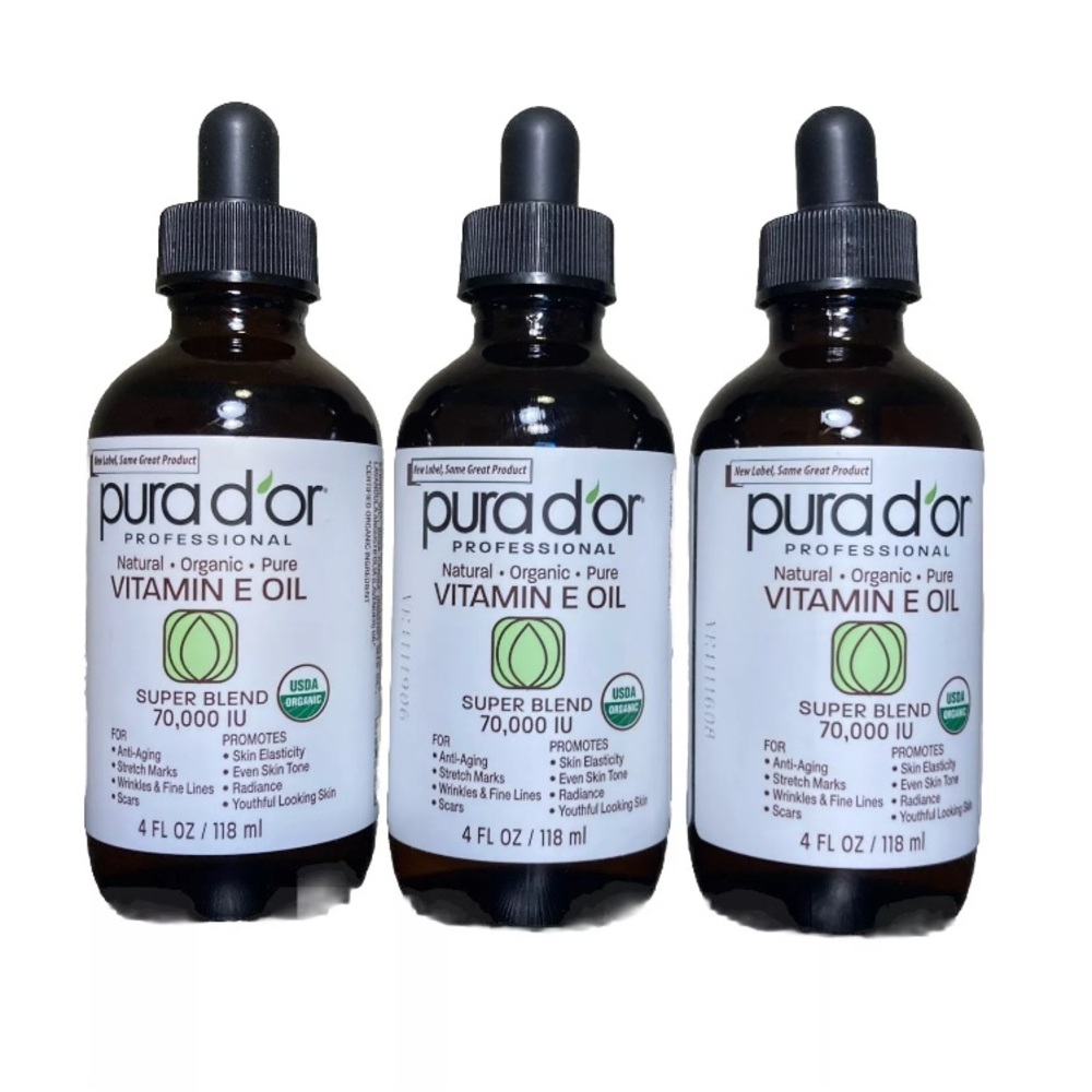 Pura D’or Vitiman E Oil 4oz Lot Of 3 Super Blend 70000 IU